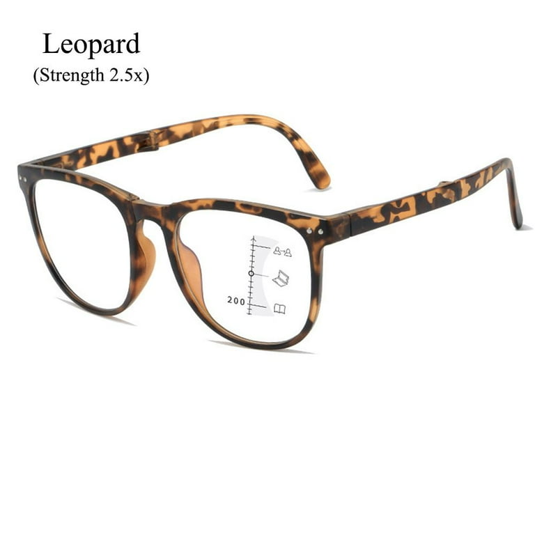 Strength 1.0x 4.0x Folding Anti Blue Light Portable Multifocal Reading Glasses Readers Presbyopic Glasses STRENGTH 2.5X LEOPARD