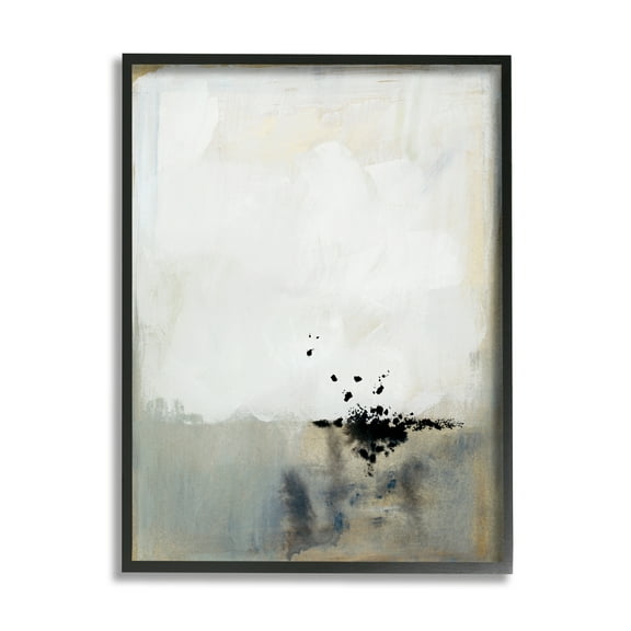 Stupell Industries Neutral Beige Abstract Painting Black Ink Splatter Black Framed, 11 x 14, Design by Victoria Barnes