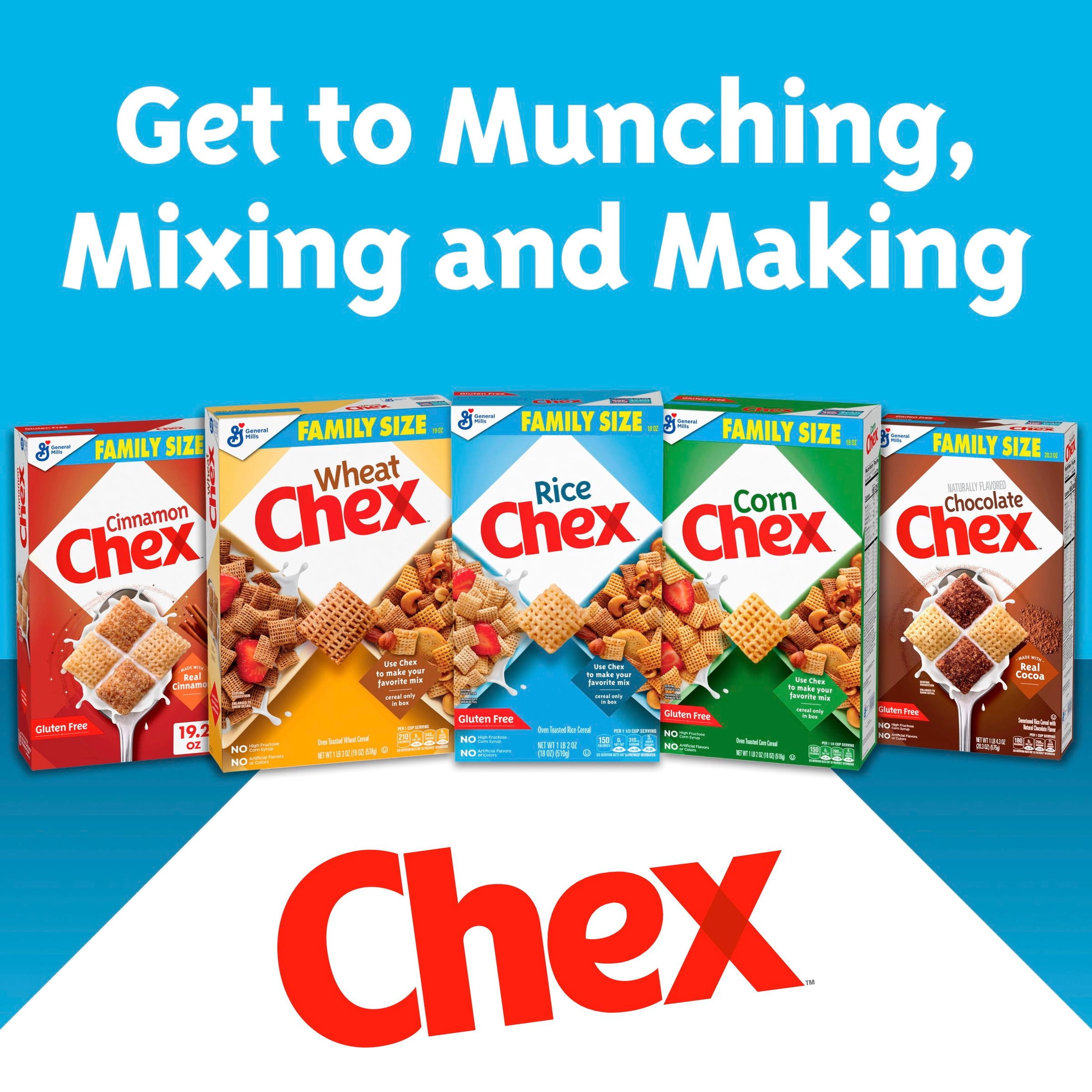 (10 pack) Rice Chex Gluten Free Breakfast Cereal, Homemade Chex Mix Ingredient, 12 oz