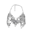 thumbnail image 2 of Camiseta sin mangas de lentejuelas Camisola Cami Top Chaleco Escote en V profundo Brillo brillante Sin mangas Halter Bra Top Crop Cami Top para Beach Salvador Top corto de lentejuelas, 2 of 4