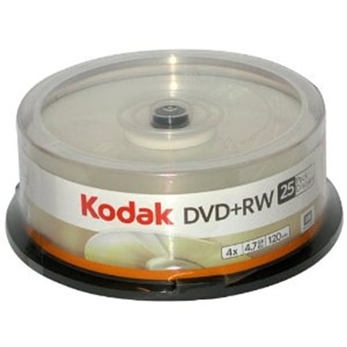 Kodak Dvd Rewritable Media Dvd Rw 4x 4 70 Gb 25 Pack Spindle Walmart Com Walmart Com