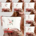 thumbnail image 2 of Bolsas de cosméticos personalizadas con iniciales de flores rosas, bolso de mano con logotipo y nombre personalizado, bolsa de viaje blanca con cremallera, estuche para lápices, 2 of 5