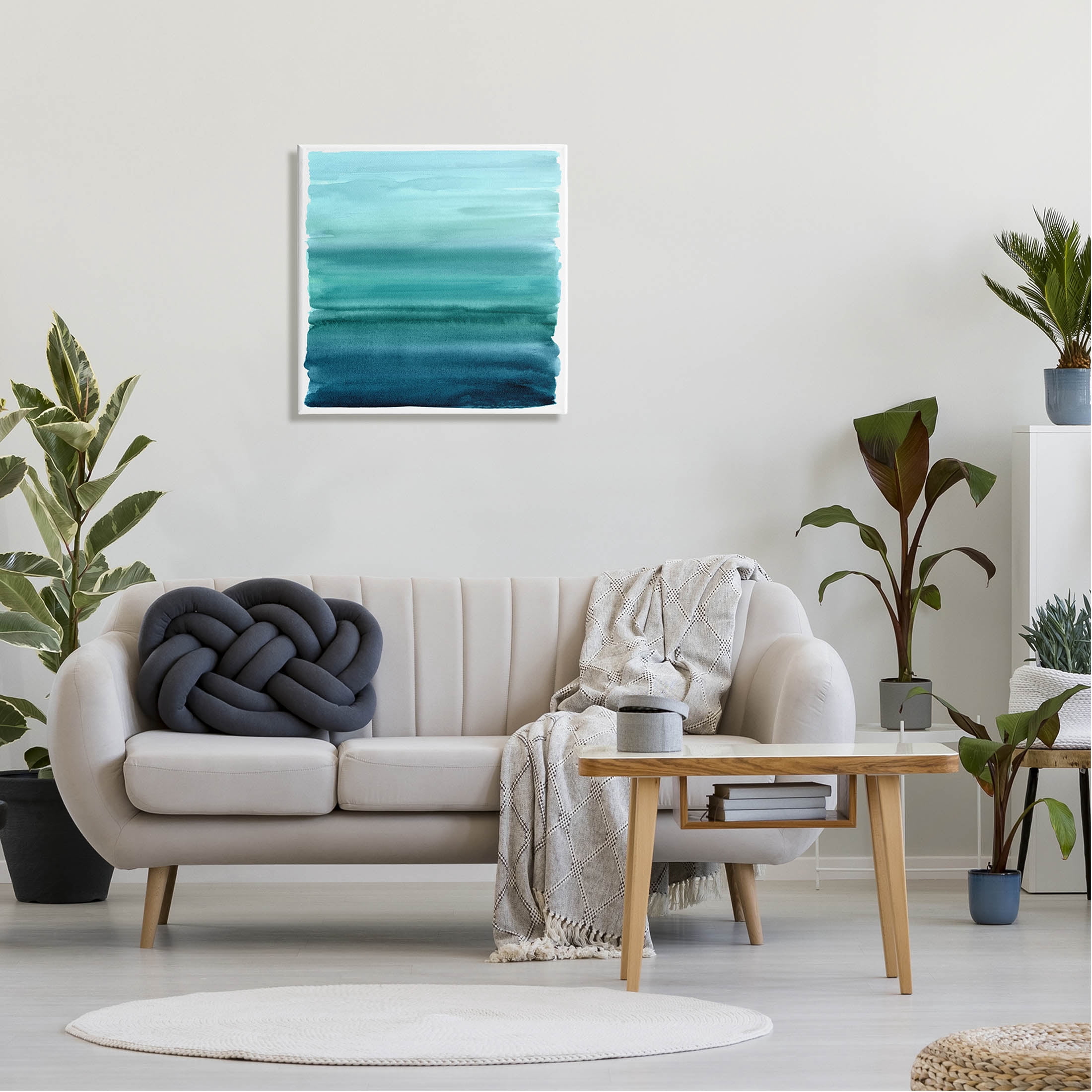 Stupell Industries Gradient Turquoise Brushed Composition Graphic Art Gallery Wrapped Canvas Print Wall Art, Design by Allie Corbin