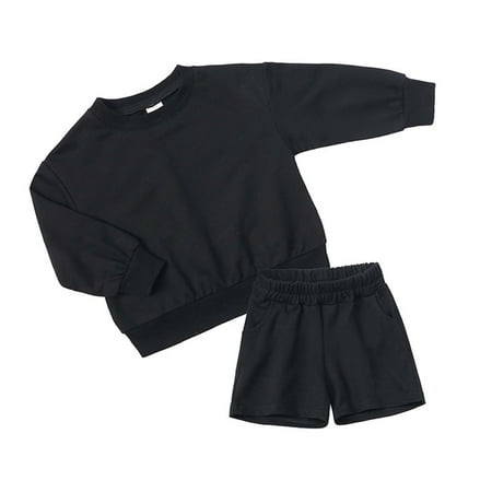 

uublik Girls Clothes Long Sleeve Sweatshirt and Shorts Kids Casual Two-piece Set