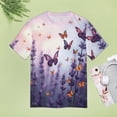 thumbnail image 5 of Lavender T-Shirt O Neck Retro Print Big Size T-Shirts Short Sleeve Tees Womens Pretty Design, 5 of 5