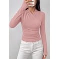 thumbnail image 4 of PRETTYGARDEN Womens Long Sleeve Shirts Fall V Neck Cross Wrap Going Out Top Ribbed Ruched Fitted Business Casual Clothes, 4 of 8