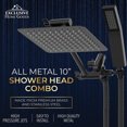 thumbnail image 2 of Exclusive Home Goods All Metal High Pressure Rainfall Shower Head with Handheld Shower Head Combo, 1.8 GPM 10" Matte Black, 2 of 7