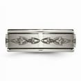 thumbnail image 3 of Titanium Brushed & Polished Laser Design 8mm Ridged Edge Band (Size 12) Made In China tb11c-12, 3 of 4