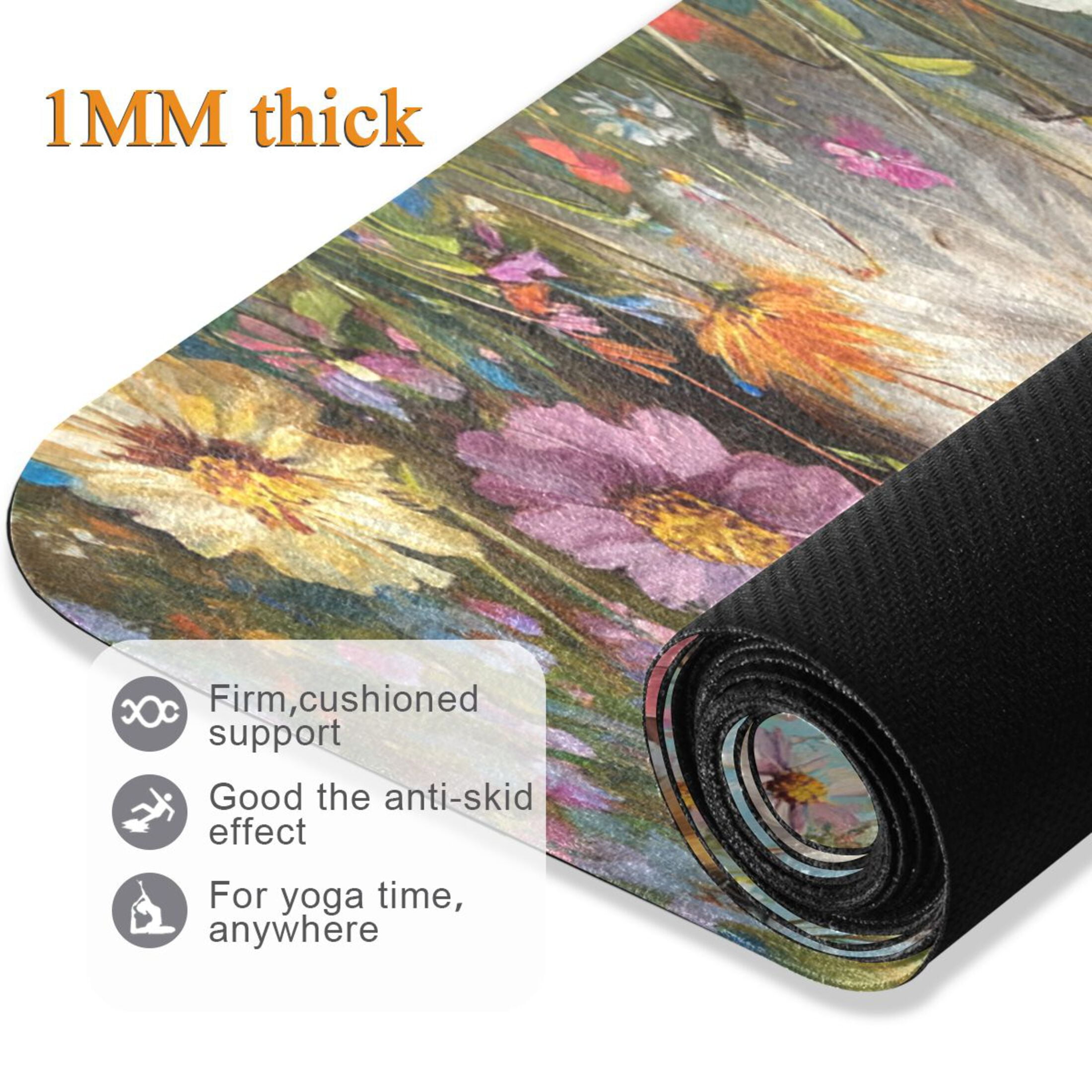 BZSMCE Yoga Mat Women Oyful Pup in A Flower Field Fitness Mat