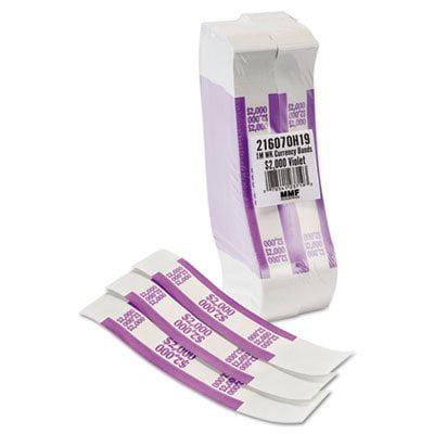 Dunbar Security Products Currency Straps Violet, 100 x $20 Self-Sealing Money Bands for Organizing Cash 