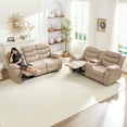 thumbnail image 3 of Mjkone 2 Piece Recliner Sofa Set, Manual Recliner Sets with Cup Holders&Flip Middle Backrest, 5 Seater Home Theater Seating for Living Room, Beige, 3 of 8