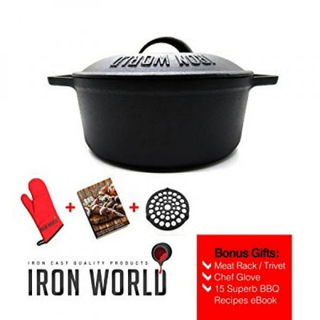 cast iron dutch oven 10 3 5qt by iron world hand made black pre