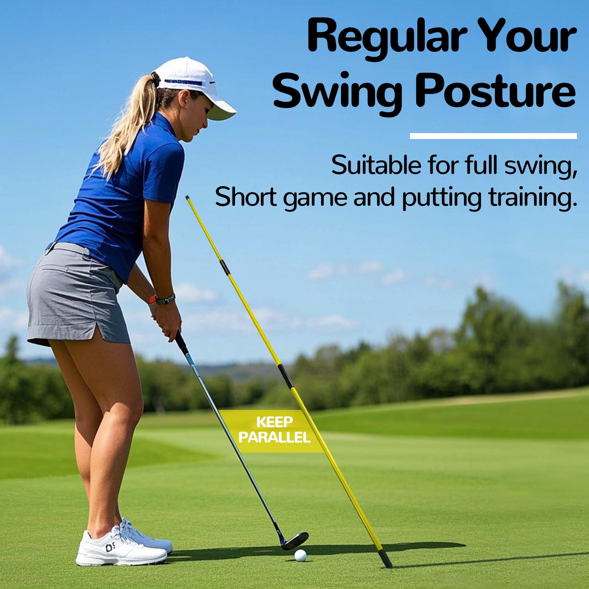 Signature Fitness 48" Collapsible Golf Alignment Sticks, 2-Pack Golf Swing Trainer & Practice Rods,Yellow