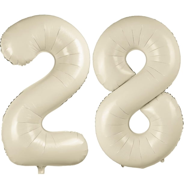 Globo LVMOQIQIU, 40 pulgadas, blanco, número 28, blanco crema, 2 unidades