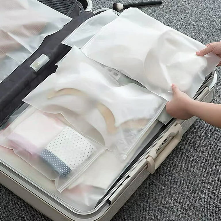 Frosted Travel Storage Bags For Clothes And Shoe, Zipper Seal
