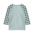 thumbnail image 7 of LJEFF Girl 3/4 Sleeve T-Shirt, Checkered Crew Neck Casual Spring Casual Tops for Girls Mint Green Size 13, 7 of 7