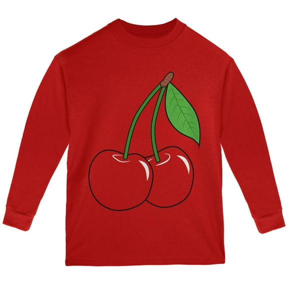 Halloween Fruit Cherry Costume Youth Long Sleeve T Shirt Red YMD