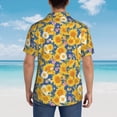 thumbnail image 4 of Balery Vintage White Yellow Sunflower Camisas hawaianas de manga corta para hombre, camisas playeras de corte holgado, camisas de vacaciones con botones,3X-Large, 4 of 7