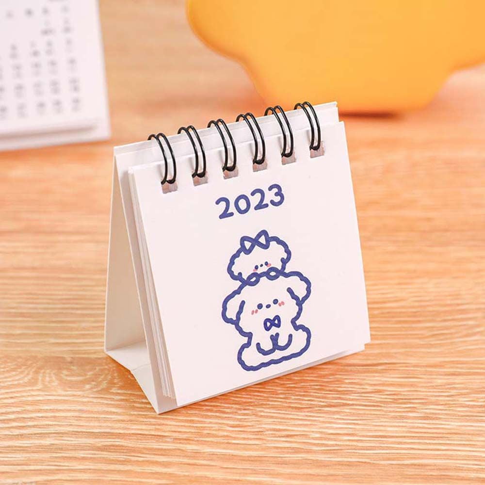 2Pcs/set Kawaii Desk Calendars Schedule Organizer School Weekly Planner Desktop  Stationery 2023 Calendar Cartoon Desk Calendar Standing Flip Calendar DOG 