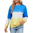 thumbnail image 2 of gbyLJF Women's Oversized Crew Neck Tie Dye Sweatshirts with No Hood Plus Size Casual Color Block Pullover Tops Blue S, 2 of 7