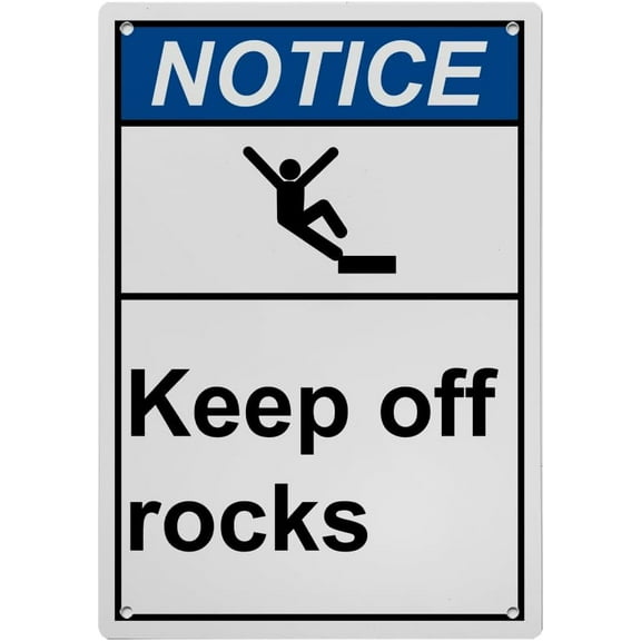 Keep Off Rocks Sign, Industrial Safety Warning Sign 8"x12" - UV Resistant, Waterproof, Indoor Outdoor for Rock Area Workplace