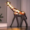 thumbnail image 3 of 3D Wooden Animals Carving LED Night Light, Wood Carved Lamp Modern Festival Decoration Home Decor Desktop Desk (Giraffe), 3 of 5