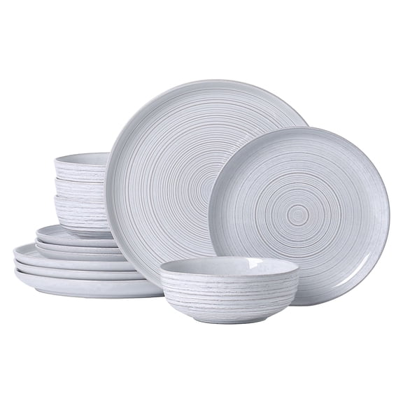 ALOFMO Plate and Bowl Set, 12 Piece Stoneware Dinnerware Set Shatterproof Ceramic Dinnerware Set Dining Set for 4