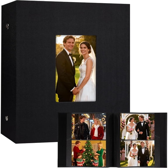 5x7 Photo Album, Holds 320 Photos, Large Capacity Linen Cover Photo Album Book for Graduation Pictures, Wedding, Family, Baby and Vacation Memories, Black