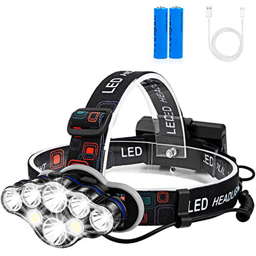 head lamps for adults Foxdott 8 LED Headlamp Flashlight with White Red Lights,8 Modes USB Rechargeable Waterproof Head Lamp for Outdoor Camping Cycling Running Fishing Rechargeable Headlamp