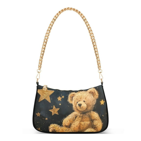 Teddy Bear Stars Women Handbags Shoulder Bag Cross Body Bag with Crossbody Strap Hobo Bags Chain Strap