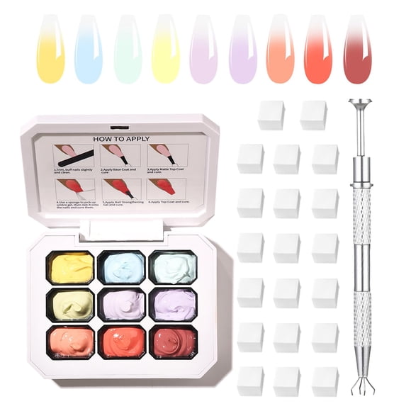 Esmalte de uñas en gel AOBOO Ombre con esponjas para uñas, kit de decoración de uñas