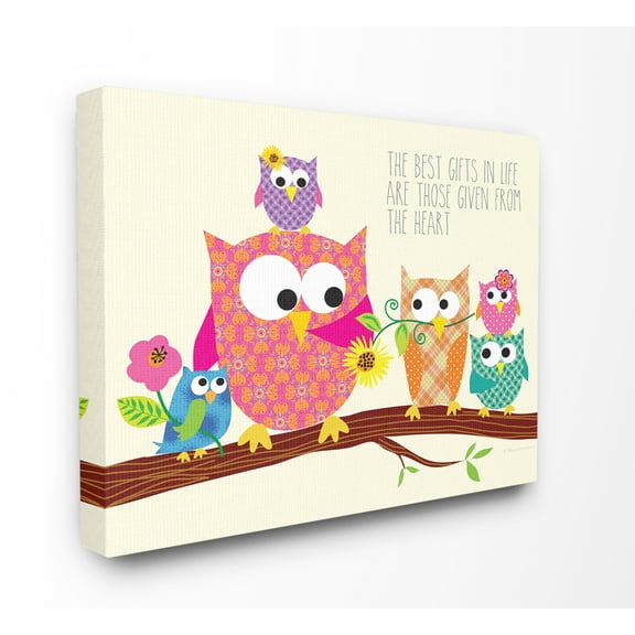 The Kids Room by Stupell The Best Gifts In Life Are Those Given From The Heart Owls Canvas Wall Art by Ellen Crimi-Trent