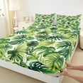 thumbnail image 3 of Manfei Green Monstera Full Size Sheets,Natural Leaf Bed Sheets Tropical Botanical Tree Sheet Sets For Child,Breathable Home Decor,4pcs, 3 of 7