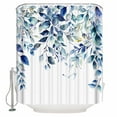 thumbnail image 2 of Blue Teal Eucalyptus Leaves Bathroom Curtain 96 Inch Shower Curtain with Hooks, Watercolor Weeping Botanical Waterproof Polyester Bath Curtain Washable Bathtub Curtain 72''x 96'', 2 of 6
