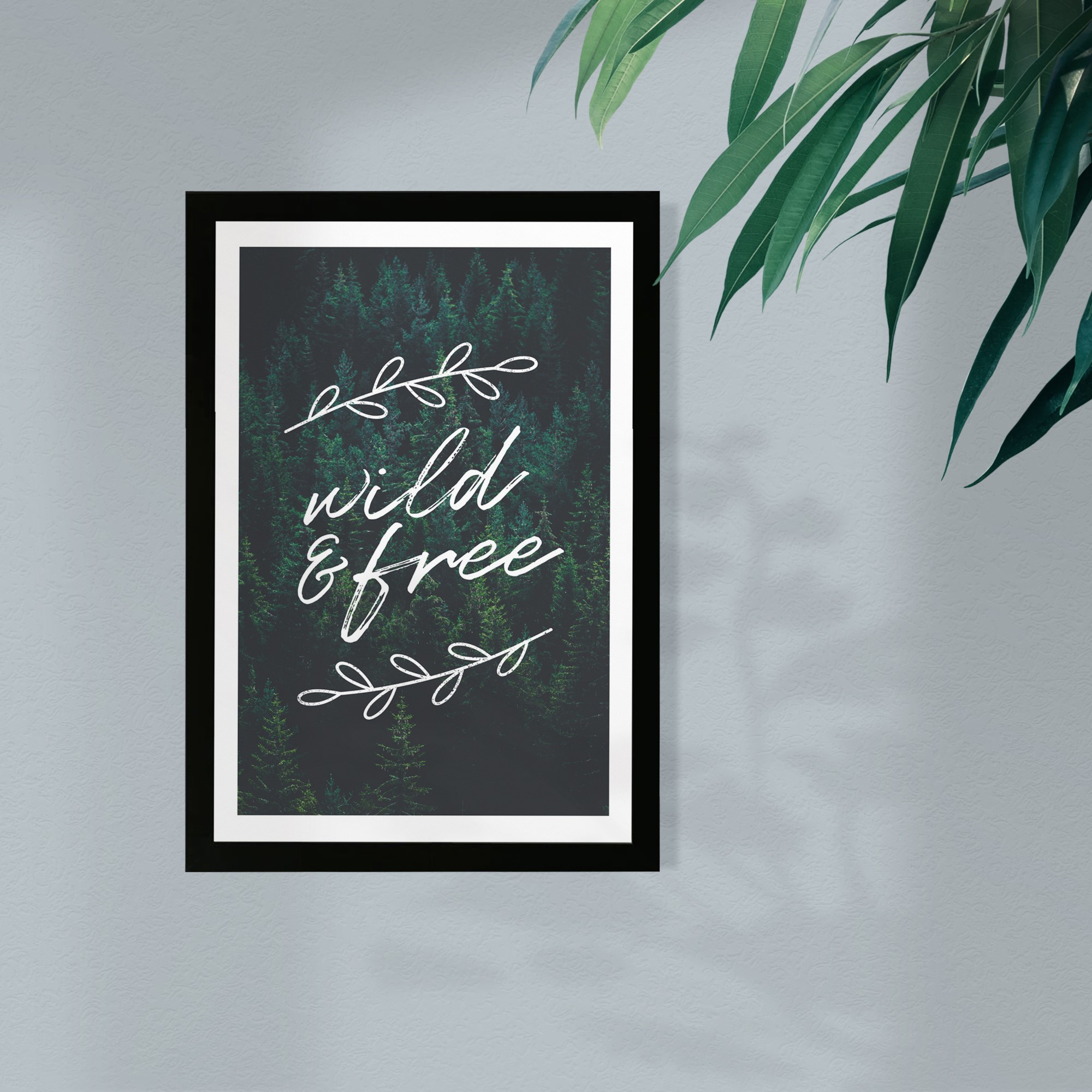 Wynwood Studio Typography and Quotes Framed Wall Art Prints 'Wild and Free' Motivational Quotes and Sayings - Green, White, 13" x 19"