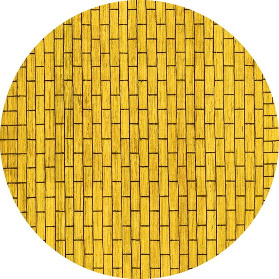 Ahgly Company Machine Washable Indoor Round Solid Yellow Modern Area Rugs, 7' Round