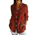 thumbnail image 2 of Bovemsi Womens Long Sleeve Boho Shirts V Neck Vintage Floral Tops Ladies Blouses Casual Graphic Shirt 2025 Spring, Red Women's Summer Shirts, M, 2 of 4