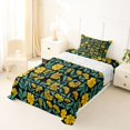 thumbnail image 5 of jejeloiu Bold Floral Twin Sheets For Girls,Colorful Print Bedding,Black Yellow Green,3-Piece,1 Fitted Sheet and 1 Pillowcase, 5 of 6
