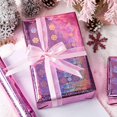 thumbnail image 4 of Papel de regalo Retrify rosa con copos de nieve 43 cm x 10 m en rollo, 4 of 6