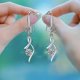 thumbnail image 3 of Hermosos pendientes de gota de plata esterlina S925 con forma de diamante, joyería de circonita, regalo de aniversario para esposa y novia, 2, 3 of 5