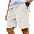 thumbnail image 7 of Men's Corduroy Shorts Lightweight Drawstring Waist Cargo Shorts Pants Summer Beach White 2XL, 7 of 7