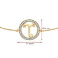 thumbnail image 3 of CARATS FOR YOU Round Cut Natural Diamond Initial "T" Alphabet Letter Name Adjustable Bolo Bracelet Personalized Gifts for Women In 14K Yellow Gold Over Sterling Silver (0.20 Cttw), 3 of 6