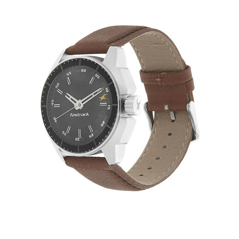 Fastrack Men's 3089SL05 Casual Brown Leather Strap Watch