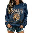 thumbnail image 6 of Oversized Crew Neck Sweatshirts for Women Halloween Witch Moon Graphic Long Sleeve Pullover Casual Fall Tops Blue L, 6 of 6