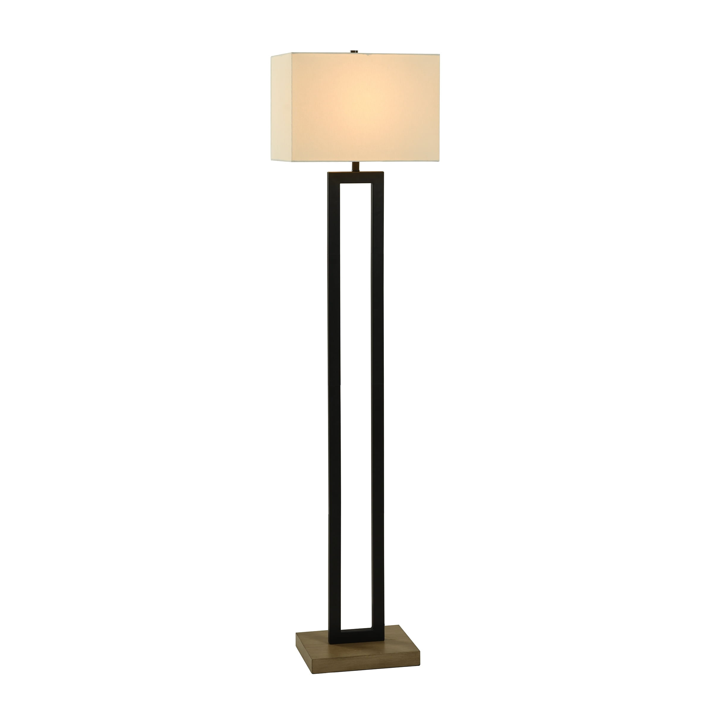 Better Homes & Gardens 61"H Metal Windowpane Floor Lamp, Black Finish with Faux Wood Base