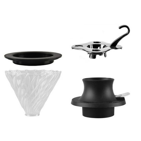 

Coffee Dripper Glass V60 Pour over Coffee Maker V Shape Drip Coffee Filter with Push Switch Black A