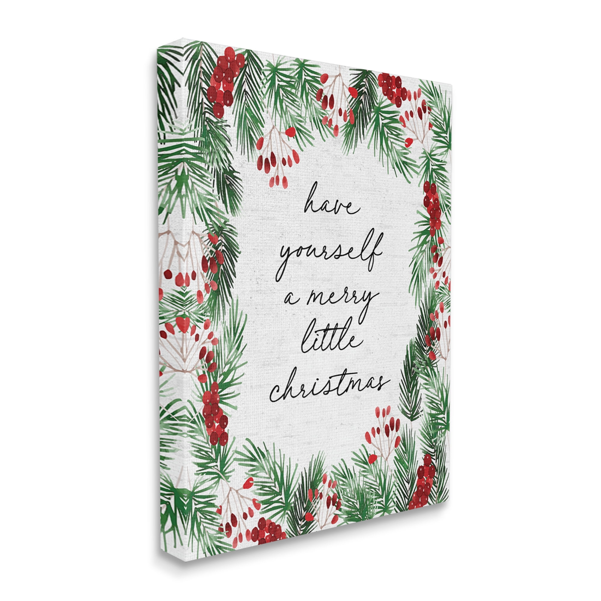 Stupell Industries Merry Little Christmas Script Holiday Painting Gallery Wrapped Canvas Art Print Wall Art, 24 x 30