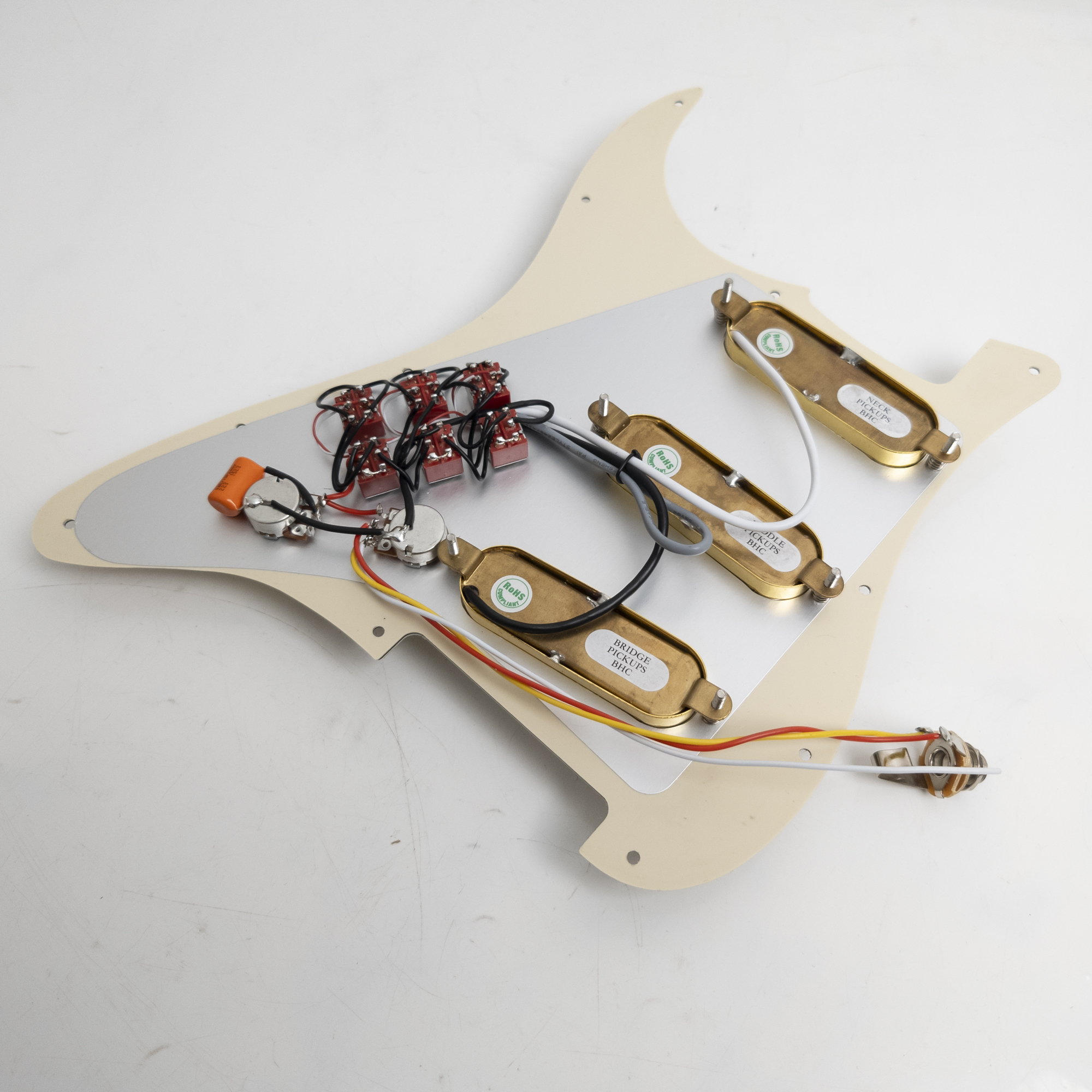 Guitar Prewired Loaded Pickguard, with SSS Burns Tri Sonic Single Alnico 5 pickups For Fender Strat Guitar