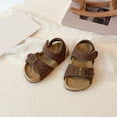 thumbnail image 6 of enyan Girls Summer Sandals Outdoor Beach Anti-Slip Rubber Soft Sole Newborn Toddler First Walker Shoes Crocs Sandals,Brown,Size 7, 6 of 7