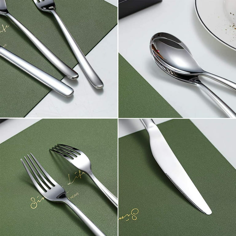 Copper Steel Spoon Fork Knife 27 Pcs Cutlery Set Serving Flatware